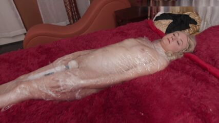 Wrapped Hot MILF Cums